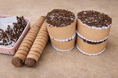 Mapacho cigarettes and masos at Belén market, Iquitos, Peru